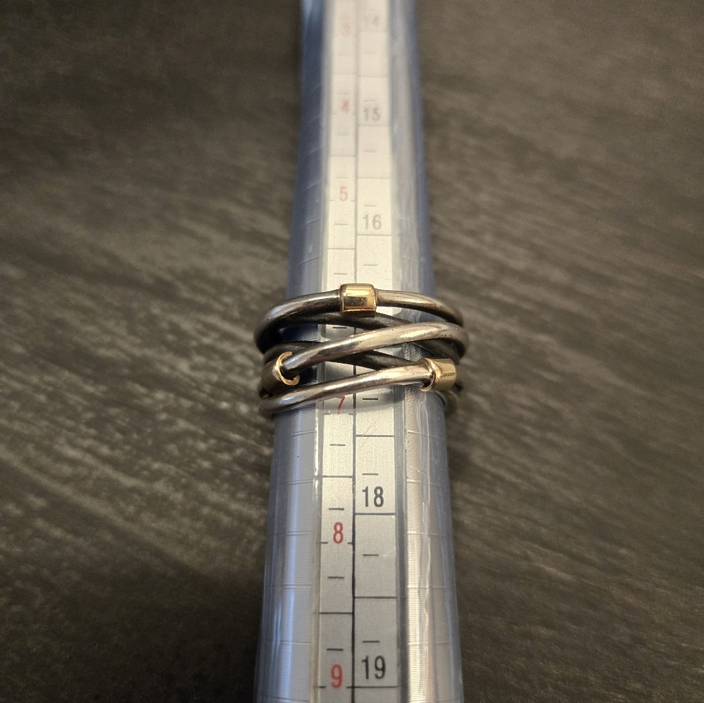 Pandora Sterling Silver And 14K Gold Intertwined Rope Ring